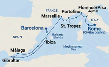 Spain, France and Italy Cruise map